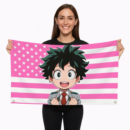 Drapeau Izuku Midoriya "Style Chibi Étudiant" – My Hero Academia™
